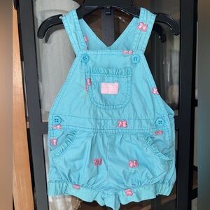 Vintage Oshkosh B’Gosh embroidered overalls baby girl butterflies bubble romper